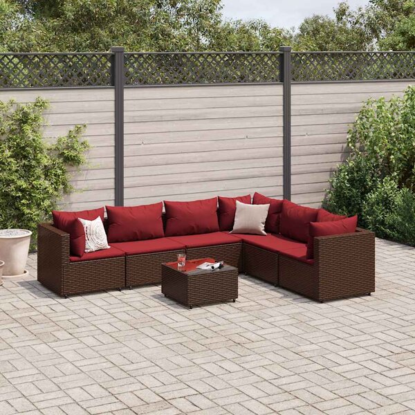 7 részes barna polyrattan kerti ülőgarnitúra párnákkal
