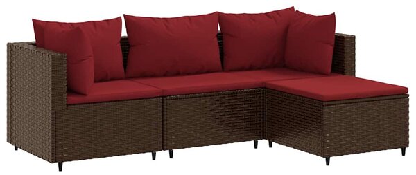 4 részes barna polyrattan kerti ülőgarnitúra párnákkal