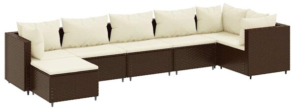 7 részes barna polyrattan kerti ülőgarnitúra párnákkal