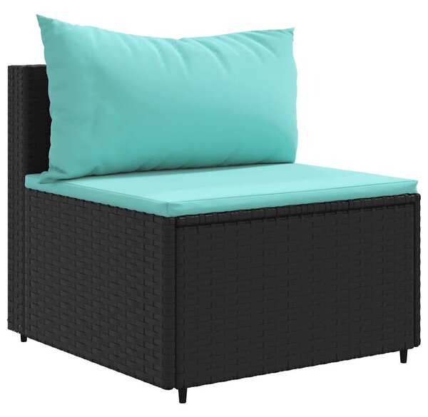 6 részes fekete polyrattan kerti ülőgarnitúra párnákkal