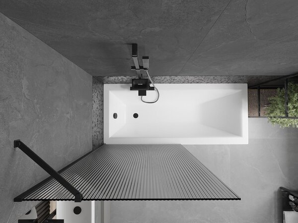 Mexen Next fürdőkád paraván 1-szárnyú 90 x 150 cm, csíkos, fekete - 895-090-000-00-09-70
