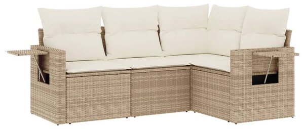 4 részes bézs polyrattan kerti ülőgarnitúra párnákkal