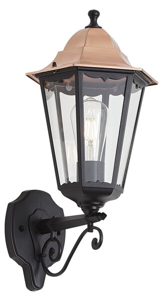 Klasszikus fali lámpa fekete rézzel IP44 - Havana
