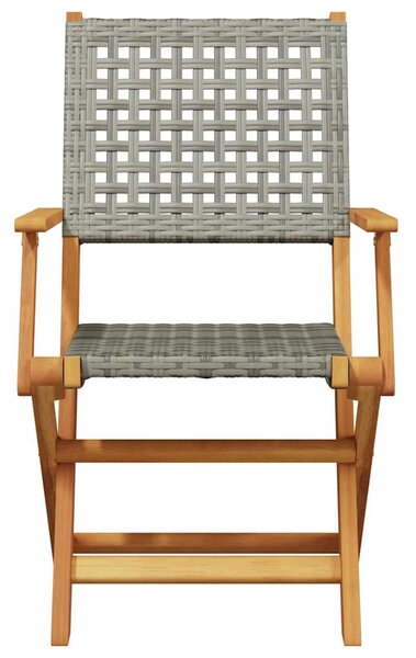 3 részes szürke polyrattan és tömör fa bisztrószett