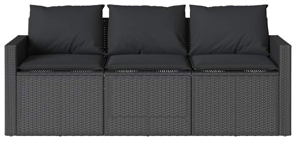 2 részes fekete polyrattan kerti étkezőgarnitúra párnával