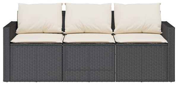 2 részes fekete polyrattan kerti étkezőgarnitúra párnával