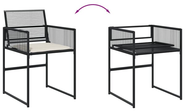 13 részes fekete polyrattan kerti ülőgarnitúra párnákkal