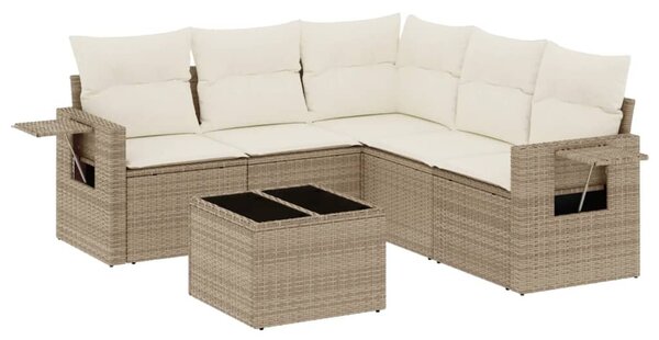 6 részes bézs polyrattan kerti ülőgarnitúra párnával