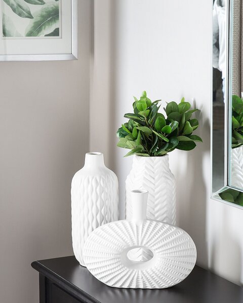 Dekor váza XANTHOS 32 cm Kőcserép Fehér