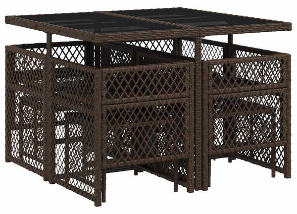 9 részes barna polyrattan kerti étkezőgarnitúra párnákkal