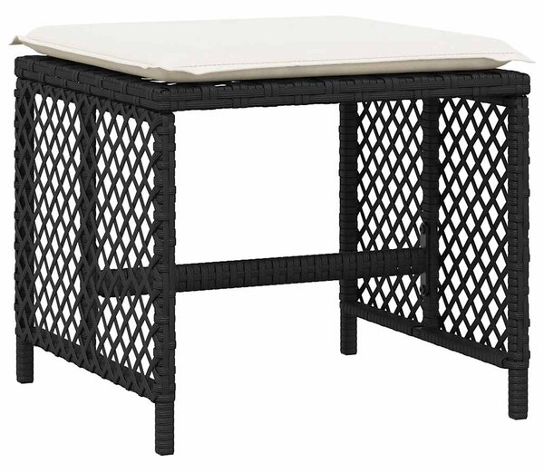 9 részes fekete polyrattan kerti étkezőgarnitúra párnákkal