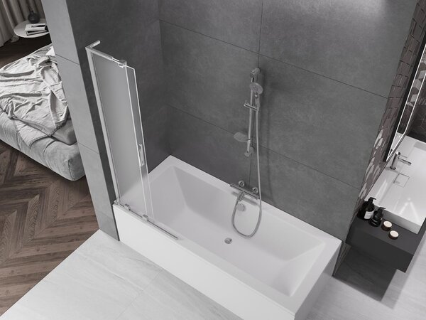 Mexen Velar L kétszárnyú tolófürdő paraván 75 x 150 cm, fagyott, króm - 896-075-003-31-01