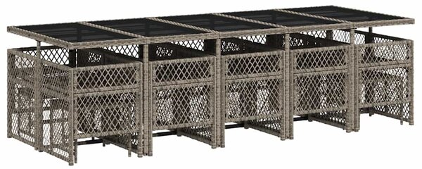 15 részes szürke polyrattan kerti étkezőgarnitúra párnákkal