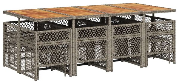 13 részes szürke polyrattan kerti ülőgarnitúra párnákkal
