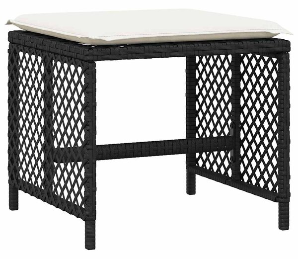 15 részes fekete polyrattan kerti étkezőgarnitúra párnákkal