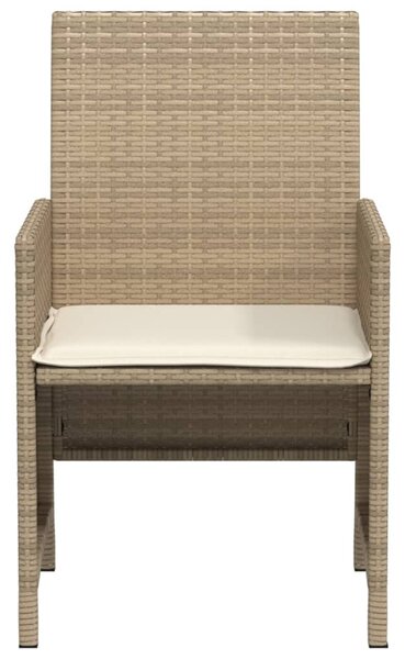 3 részes bézs polyrattan bisztrógarnitúra párnával