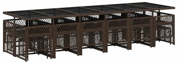 17 részes barna polyrattan kerti étkezőgarnitúra párnákkal