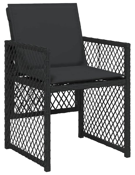 9 részes fekete polyrattan kerti étkezőgarnitúra párnákkal