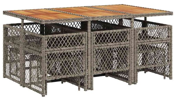 11 részes szürke polyrattan kerti ülőgarnitúra párnákkal
