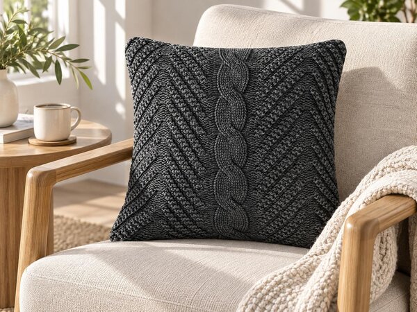 Díszpárna KONNI 45 x 45 cm Pamut Szürke Cikk-cakk mintás