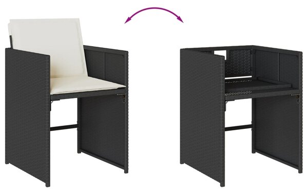 13 részes fekete polyrattan kerti ülőgarnitúra párnákkal