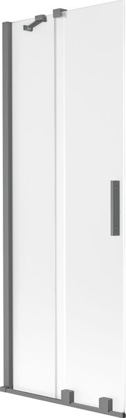 Mexen Velar 2-szárnyú toló kádparaván, 75 x 150 cm, zúzmarás üveg, gun metal - 896-075-000-31-95