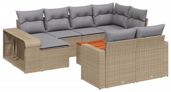 11 részes bézs polyrattan kerti ülőgarnitúra párnákkal