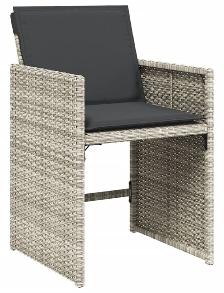 15 részes szürke polyrattan kerti étkezőgarnitúra párnákkal