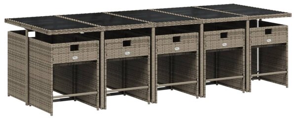 11 részes szürke polyrattan kerti ülőgarnitúra párnákkal