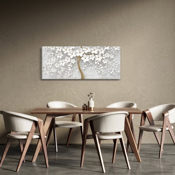 Fehér fa virágokkal képe (120x50 cm)