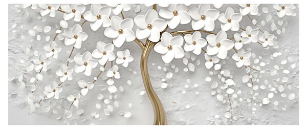 Fehér fa virágokkal képe (120x50 cm)