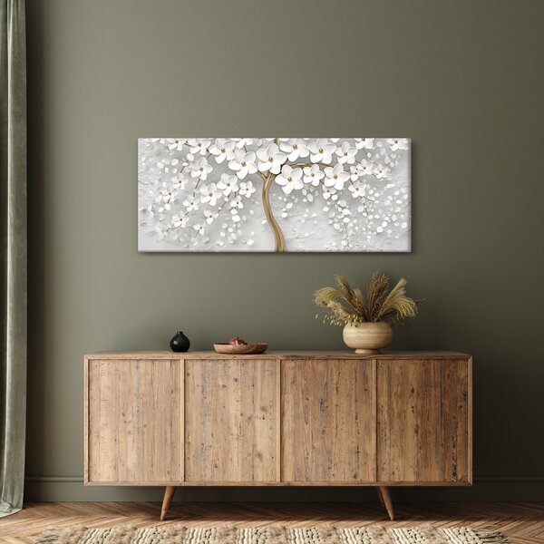 Fehér fa virágokkal képe (120x50 cm)