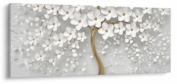 Fehér fa virágokkal képe (120x50 cm)