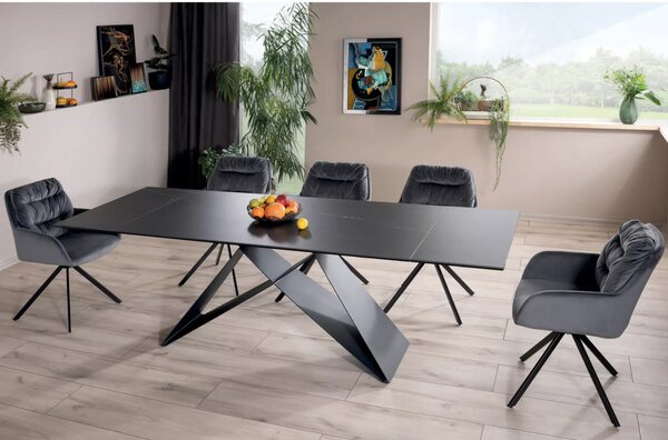 Westin Ceramic Sahara Noir Bővíthető Üvegkerámia Étkezőasztal Fekete