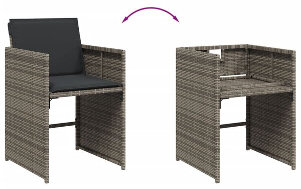 13 részes szürke polyrattan kerti ülőgarnitúra párnákkal