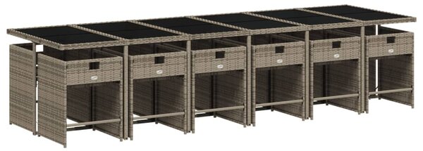 13 részes szürke polyrattan kerti ülőgarnitúra párnákkal