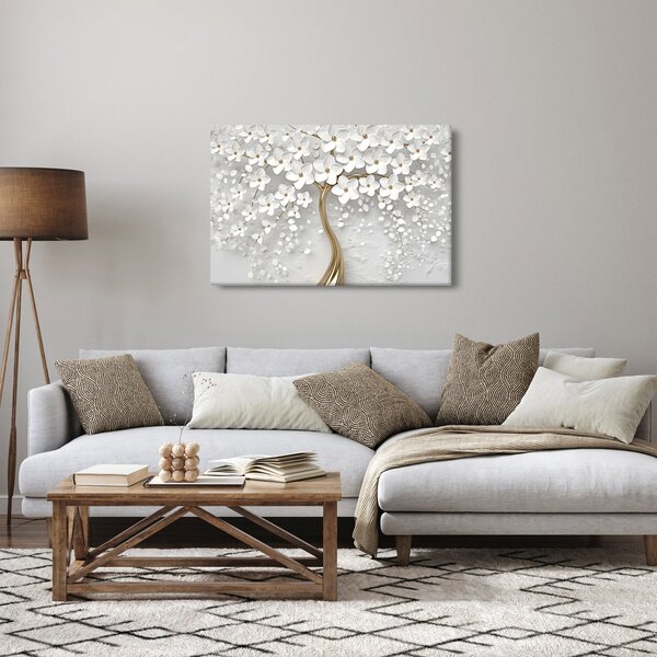 Fehér fa virágokkal képe (90x60 cm)