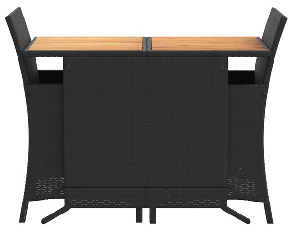 3 részes fekete polyrattan bisztrógarnitúra párnával