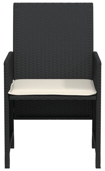 3 részes fekete polyrattan bisztrógarnitúra párnával