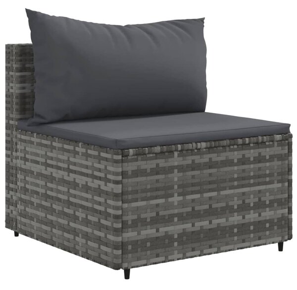 10 részes szürke polyrattan kerti ülőgarnitúra párnákkal