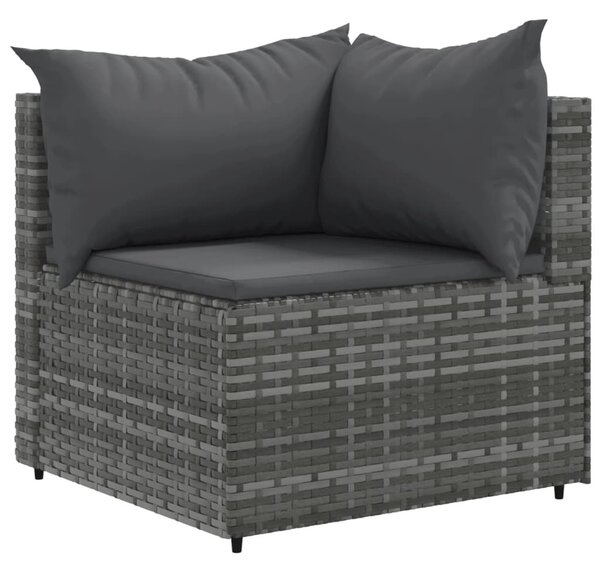 10 részes szürke polyrattan kerti ülőgarnitúra párnákkal