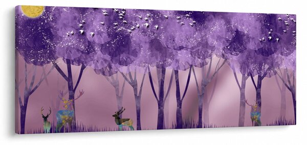 Kép - Szarvasok egy varázslatos erdőben (120x50 cm)