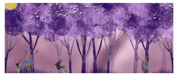 Kép - Szarvasok egy varázslatos erdőben (120x50 cm)