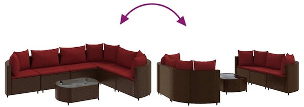 7 részes barna polyrattan kerti ülőgarnitúra párnákkal