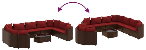 10 részes barna polyrattan kerti ülőgarnitúra párnákkal