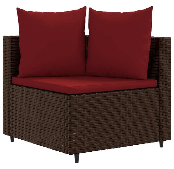 7 részes barna polyrattan kerti ülőgarnitúra párnákkal