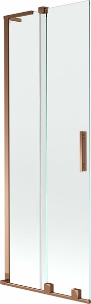 Mexen Velar L fürdőszobai paraván, 2-szárnyas toló 70 x 150 cm, átlátszó, rózsaarany - 896-070-003-01-60