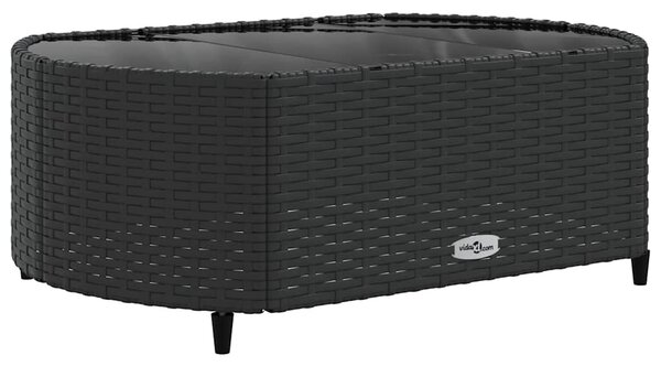 10 részes fekete polyrattan kerti ülőgarnitúra párnákkal
