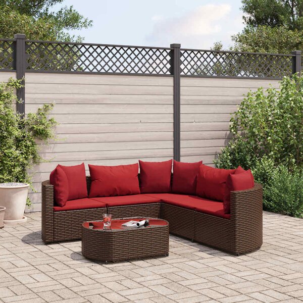 6 részes barna polyrattan kerti ülőgarnitúra párnával