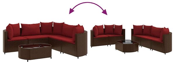 6 részes barna polyrattan kerti ülőgarnitúra párnával
